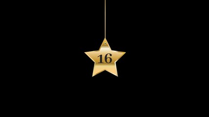 16 Number Hanging Gold Star Animation