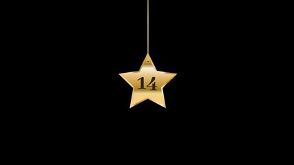 14 Number Hanging Gold Star Animation