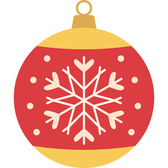 Red Christmas Ornament With Snowflake Design And Golden Top Detail Isolated On Transparent Background