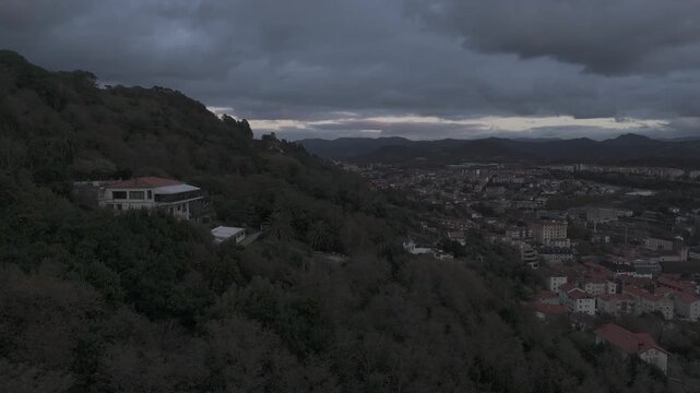 Aerial view of Donostia San Sebastian with Zurriola beach at the Basque Country.