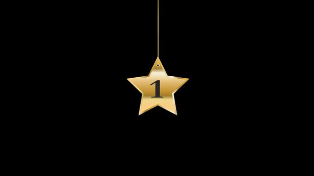 1 Number Hanging Gold Star Animation