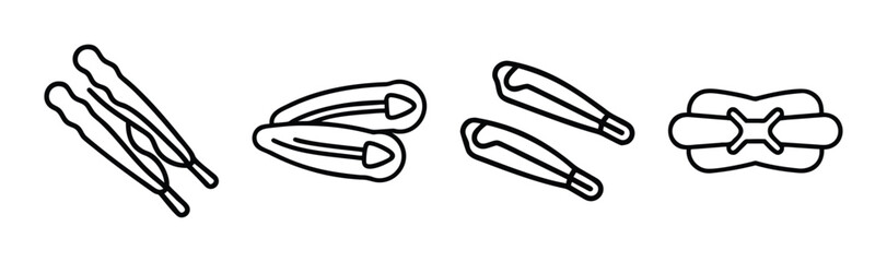 Four types of hair pins and clips a set of beauty accessories and styling tools