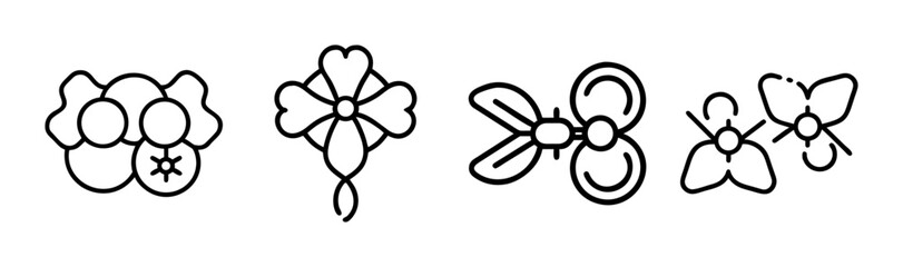 Collection of four delicate floral and bow brooch designs suitable for jewelry making and embellishments