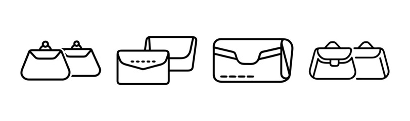 Set of four hand drawn clutch bags fashion design elements for your creative projects