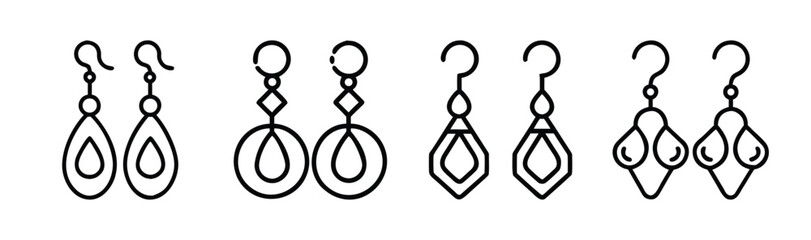 Collection of elegant dangle earrings with various geometric and teardrop shapes