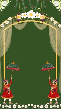 Sangeet Invitation Green and Red Traditional Blank Background Video