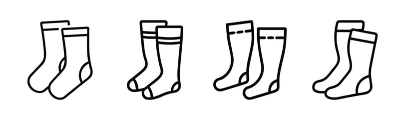 Collection of four pairs of line art socks for women and men cozy winter legwear