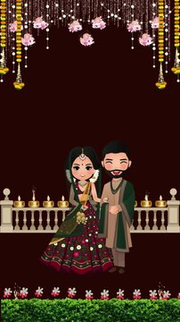 Sangeet Invitation Red and Green Decorative Indian Wedding Blank Background Video