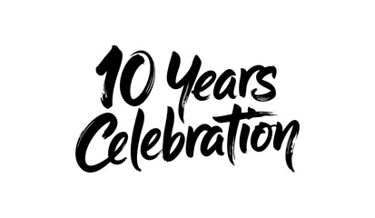 10 Years Celebration Calligraphy Vector Typography Design – Elegant Black Script on White Background