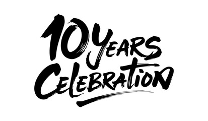 10 Years Celebration Calligraphy Vector Typography Design – Elegant Black Script on White Background