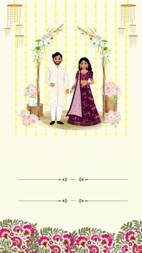 Sangeet Invitation Yellow Floral Indian Wedding Blank Background Video