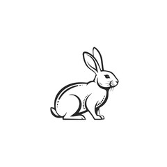 Stylized Black and White Rabbit Illustration.