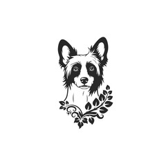 Stylized Dog Portrait with Floral Embellishments.