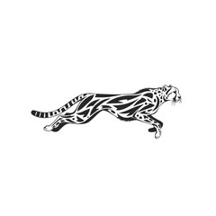 Stylized Cheetah Running Silhouette Tribal Art.