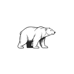 Stylized Polar Bear Walking Silhouette.