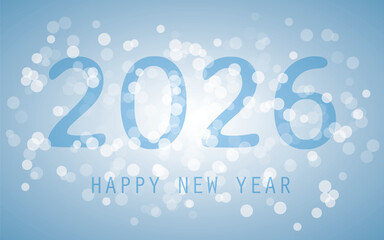 Best Wishes - Blue and White Abstract Modern Style Happy New Year Greeting Card, Cover or Background, Creative Design Template - 2026