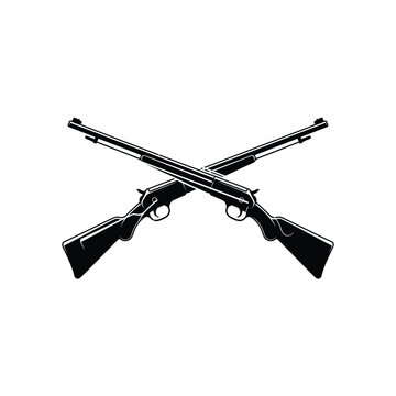 Two crossed rifles emblem in black and white