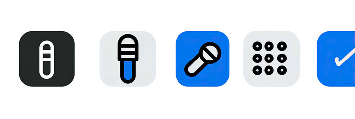 Icons for audio, input, and task management