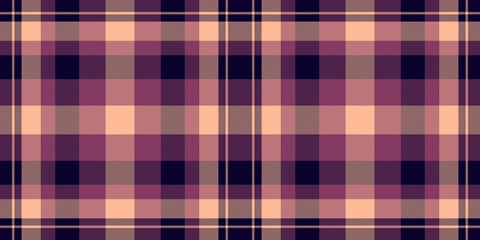 Serene fabric texture tartan, choose textile seamless pattern. Beautiful vector background check plaid in dark and pink colors.