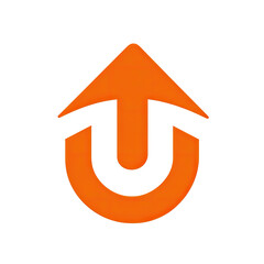 Orange upward arrow graphic inside a stylized U shape
