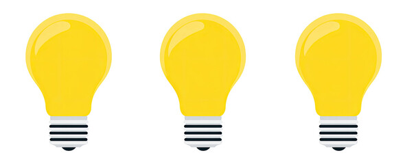 Three bright yellow incandescent light bulbs on a black background