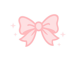 Soft pastel pink bow logo with elegant ribbon shape, feminine vector illustration for children boutique, baby clothing brand, or sweet girls fashion identity with delicate design