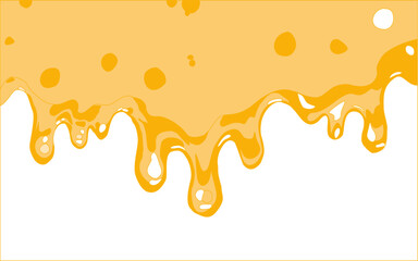 Melting cheese drip background. Smooth cheddar sauce pattern. Minimal liquid dairy splash texture for food design. Tasty snack topping abstract illustration wallpaper.