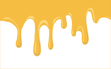 Melting cheese drip background. Smooth cheddar sauce pattern. Minimal liquid dairy splash texture for food design. Tasty snack topping abstract illustration wallpaper.