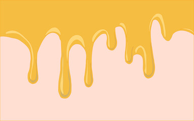 Melting cheese drip background. Smooth cheddar sauce pattern. Minimal liquid dairy splash texture for food design. Tasty snack topping abstract illustration wallpaper.