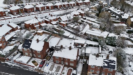 Winter Drone Photography UK Cityscape - Snowfall
