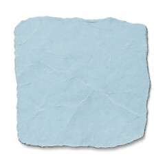 Obraz premium Pastel Blue Folded Paper Fragment with Scratched Texture and Irregular Edges on Transparent Background