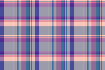 T-shirt pattern check background, retro plaid texture seamless. Curved fabric vector tartan textile in pastel and blue colors.