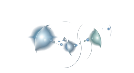 Cool ice-blue, silver, and pale turquoise lens reflections on transparent background, subtle light diffusion, glass-like transparency, minimalist futuristic abstraction. clean PNG