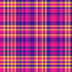 Usa textile pattern texture, sexual check fabric tartan. Horizon seamless background plaid vector in pink and indigo colors.