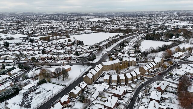 Winter Drone Photography UK Cityscape - Snowfall - Powered by Adobe