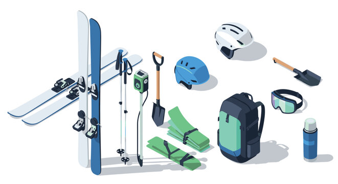 Winter sports equipment in modern isometric design - Powered by Adobe