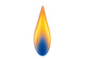 Realistic gas flame element showing blue and orange heat, burning natural fuel with energy on transparent background