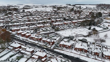 Winter Drone Photography UK Cityscape - Snowfall