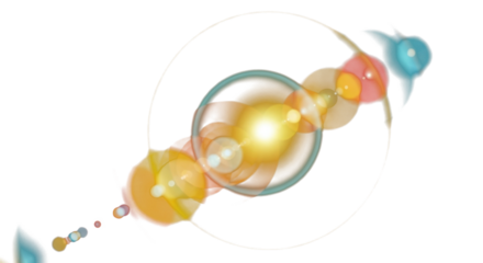 Golden yellow, amber, red, and soft cyan flares blending together on dark background, dynamic circular halos, cosmic prism glow, vibrant cinematic lighting. clean PNG