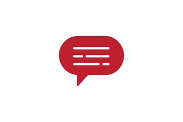 Bold Red Rounded Rectangular Speech Bubble Icon with Three Lines for Important Communication and Alerts