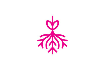 Abstract Pink Plant Roots Icon Symbolizing Growth Nature Foundation Organic Connection Sustainable Development and Environmental Harmony