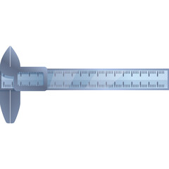 Silver Metal Caliper Tool With Measurement Markings On A Transparent Background