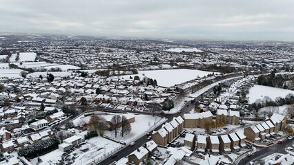 Winter Drone Photography UK Cityscape - Snowfall