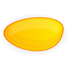 Shiny Yellow Oval Shape With Orange Outline and Soft Shadow on Transparent Background Simple Graphic Element