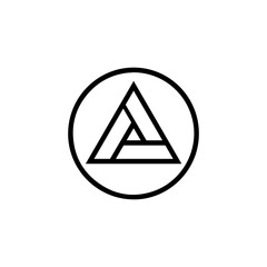 Geometric logo design featuring a triangle within a circle