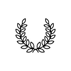 Minimalist laurel wreath line drawing for victory concept