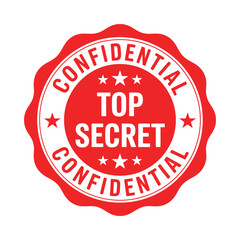 Red circular top secret confidential stamp with stars
