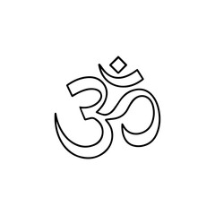Om symbol outline, a sacred syllable in hinduism, buddhism, and jainism