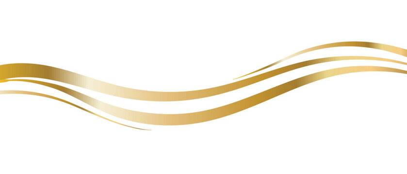 Golden ribbon for elegant banner, luxury gold curve line, vector flow decoration element, gradient shape for brochure or premium award design