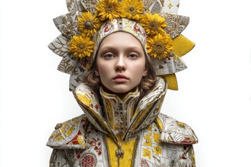 Obraz premium Avant-garde clothing blending cultural symbols in urban environments